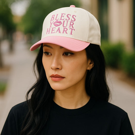Bless your heart cowgirl embroidered trucker 5 panel Hat