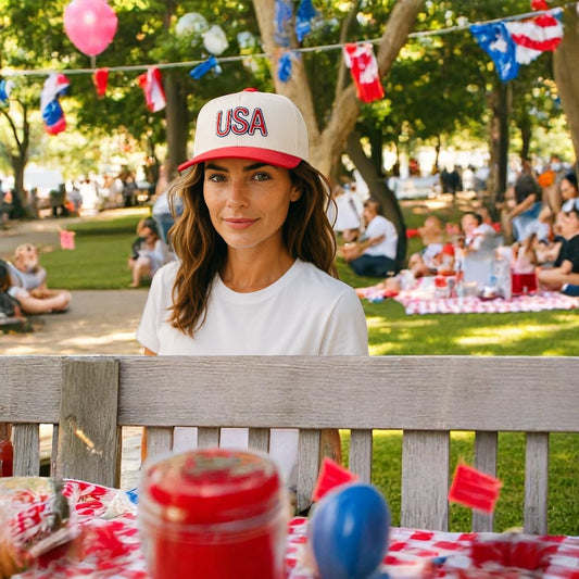 USA flag patch July Independence day embroidered trucker  5 panel Hat